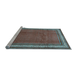 Sideview of Machine Washable Persian Light Blue Traditional Rug, wshtr1283lblu