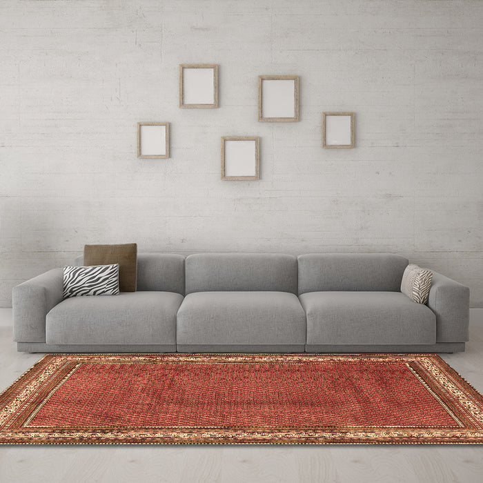 Machine Washable Persian Brown Traditional Rug in a Living Room,, wshtr1283brn