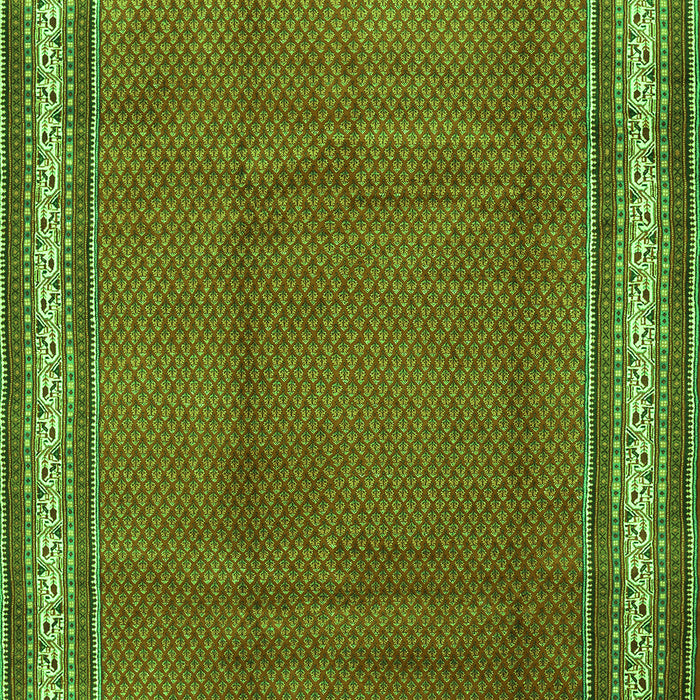 Serging Thickness of Machine Washable Persian Green Traditional Area Rugs, wshtr1283grn