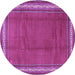 Round Machine Washable Persian Purple Traditional Area Rugs, wshtr1283pur