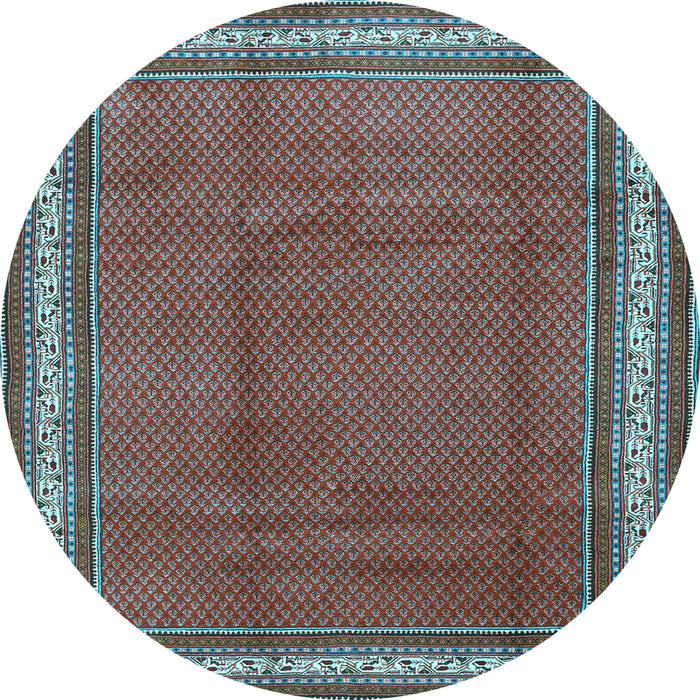 Round Machine Washable Persian Light Blue Traditional Rug, wshtr1283lblu