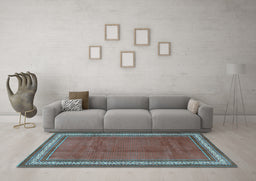 Machine Washable Persian Light Blue Traditional Rug in a Living Room, wshtr1283lblu