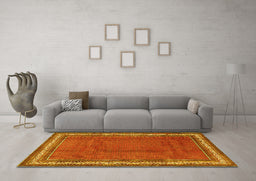 Machine Washable Persian Yellow Traditional Rug in a Living Room, wshtr1283yw