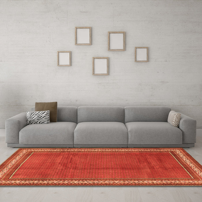 Machine Washable Persian Orange Traditional Area Rugs in a Living Room, wshtr1283org
