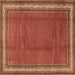 Square Persian Brown Traditional Rug, tr1283brn