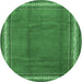 Round Persian Emerald Green Traditional Rug, tr1283emgrn