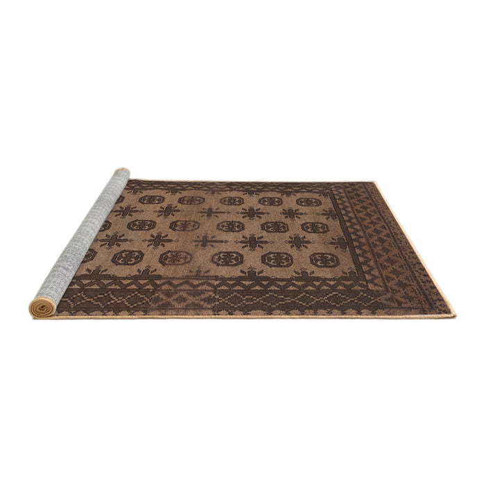 Sideview of Machine Washable Traditional Bakers Brown Rug, wshtr1284