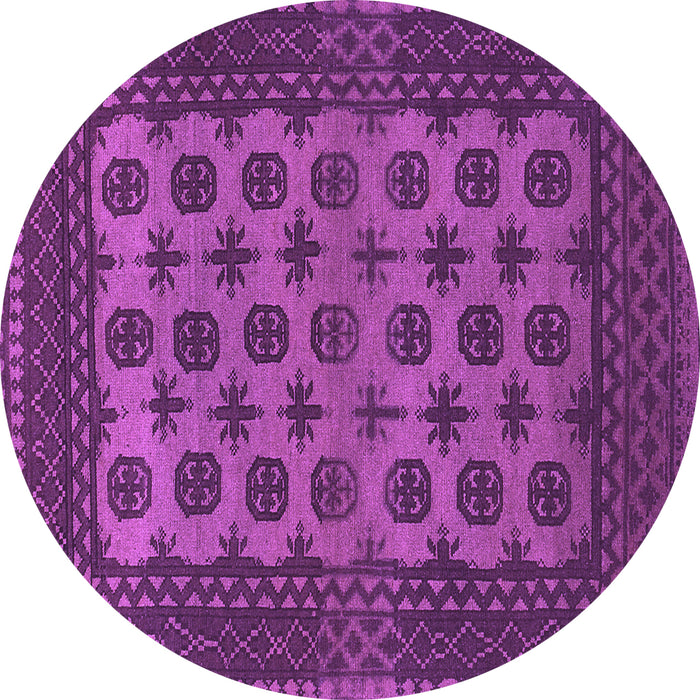 Round Machine Washable Southwestern Purple Country Area Rugs, wshtr1284pur