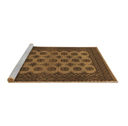Sideview of Machine Washable Southwestern Brown Country Rug, wshtr1284brn