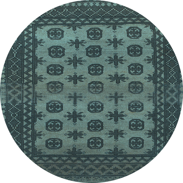 Round Southwestern Light Blue Country Rug, tr1284lblu