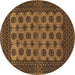 Round Southwestern Brown Country Rug, tr1284brn