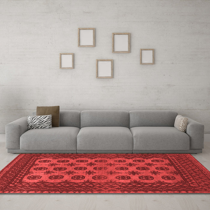 Country Red Washable Rugs
