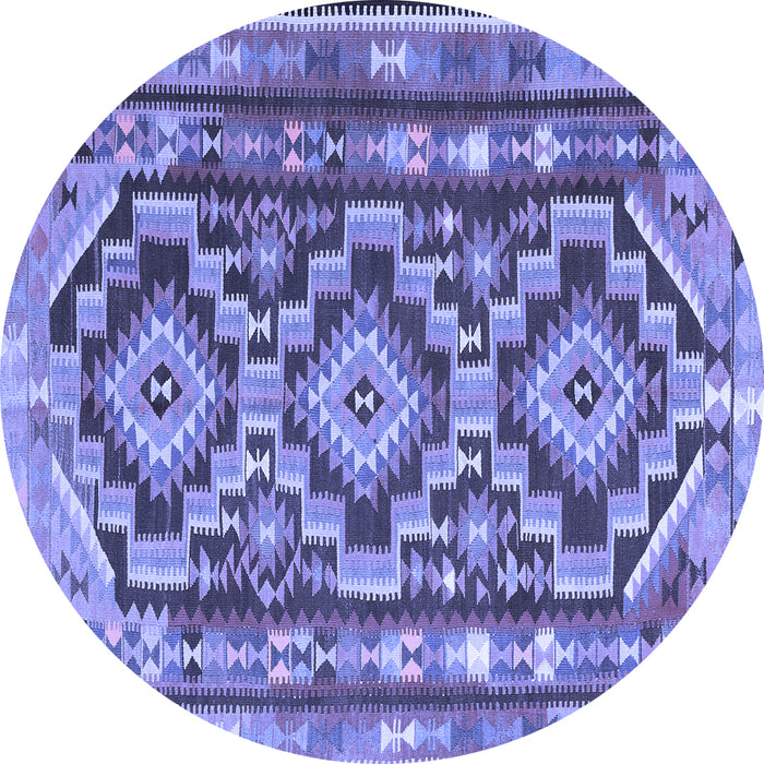 Round Southwestern Blue Country Rug, tr1285blu