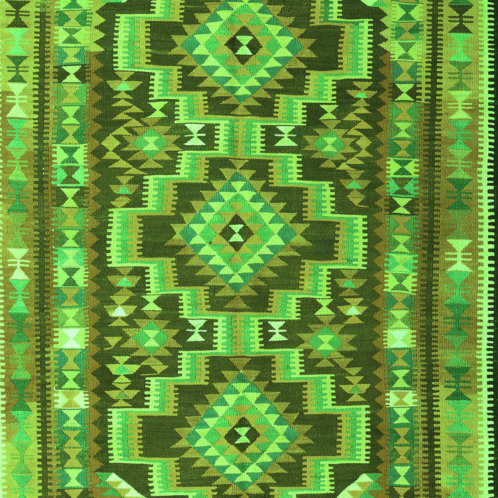 Serging Thickness of Machine Washable Southwestern Green Country Area Rugs, wshtr1285grn