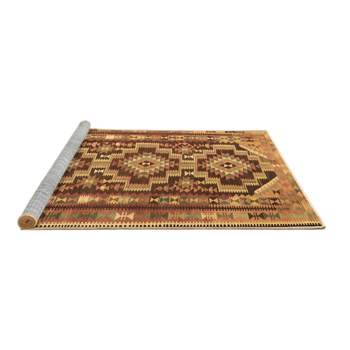 Sideview of Machine Washable Southwestern Brown Country Rug, wshtr1285brn