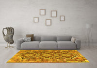 Machine Washable Southwestern Yellow Country Rug, wshtr1285yw