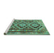 Sideview of Machine Washable Southwestern Turquoise Country Area Rugs, wshtr1285turq