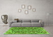 Machine Washable Southwestern Green Country Area Rugs in a Living Room,, wshtr1285grn