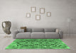 Machine Washable Southwestern Emerald Green Country Area Rugs in a Living Room,, wshtr1285emgrn