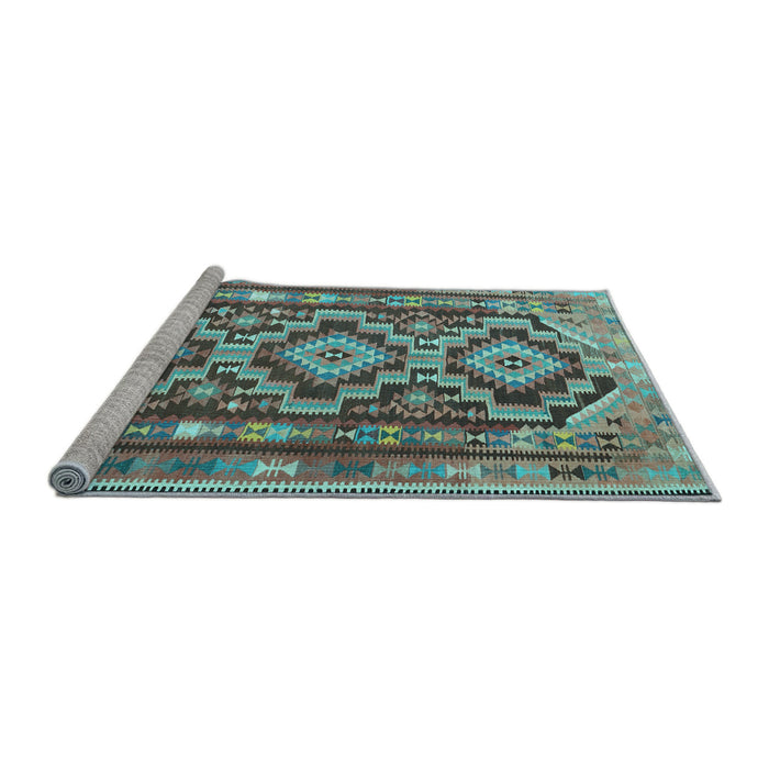 Sideview of Machine Washable Southwestern Light Blue Country Rug, wshtr1285lblu