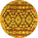 Round Southwestern Yellow Country Rug, tr1285yw