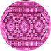 Round Southwestern Pink Country Rug, tr1285pnk