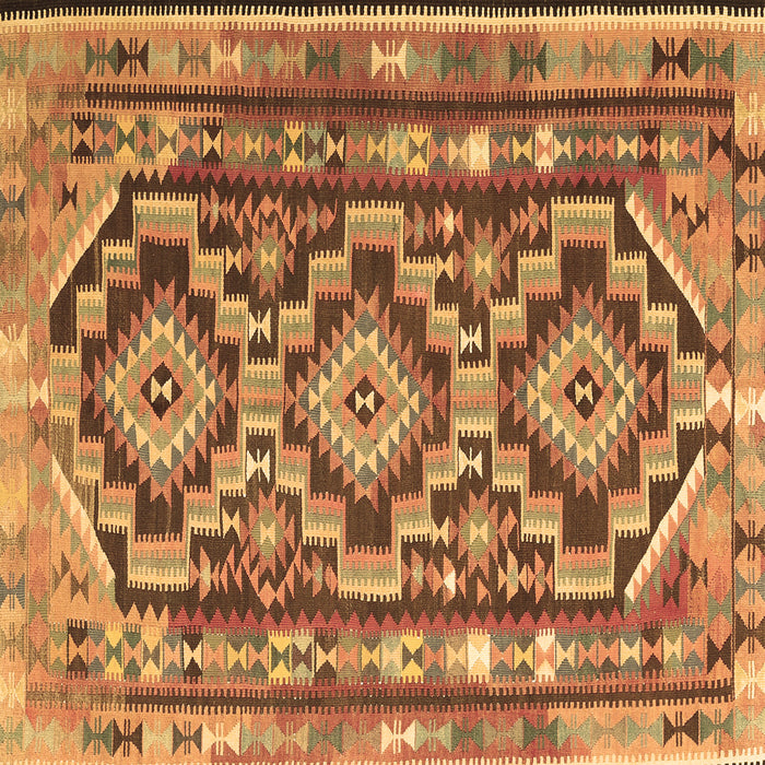 Square Machine Washable Southwestern Brown Country Rug, wshtr1285brn