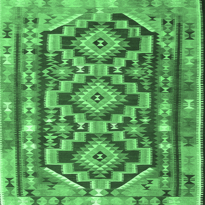Square Machine Washable Southwestern Emerald Green Country Area Rugs, wshtr1285emgrn