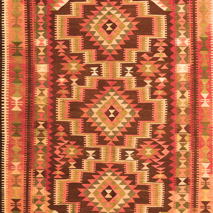 Serging Thickness of Machine Washable Southwestern Orange Country Area Rugs, wshtr1285org