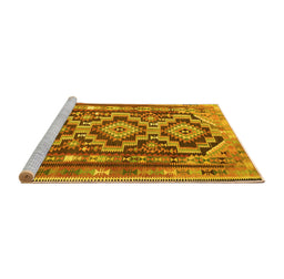 Sideview of Machine Washable Southwestern Yellow Country Rug, wshtr1285yw