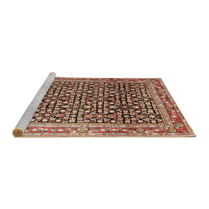 Sideview of Machine Washable Traditional Saffron Red Rug, wshtr1286