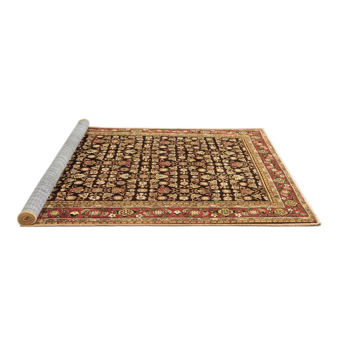Sideview of Machine Washable Persian Brown Traditional Rug, wshtr1286brn