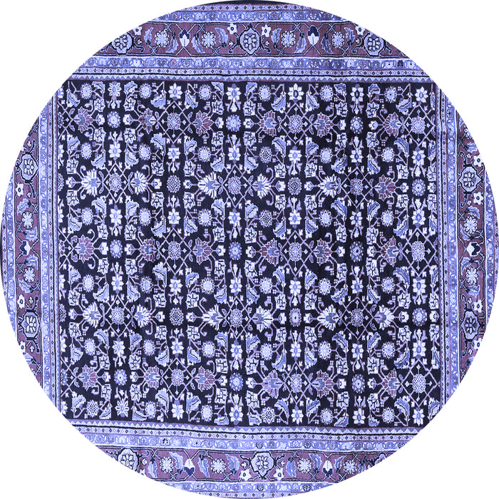 Round Machine Washable Persian Blue Traditional Rug, wshtr1286blu