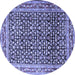 Round Machine Washable Persian Blue Traditional Rug, wshtr1286blu