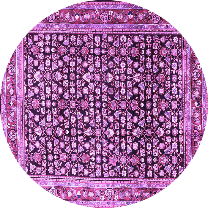 Round Persian Purple Traditional Rug, tr1286pur