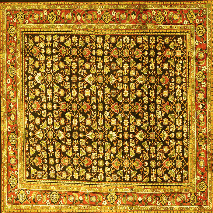 Square Machine Washable Persian Yellow Traditional Rug, wshtr1286yw