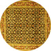 Round Persian Yellow Traditional Rug, tr1286yw