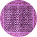 Round Machine Washable Persian Purple Traditional Area Rugs, wshtr1286pur