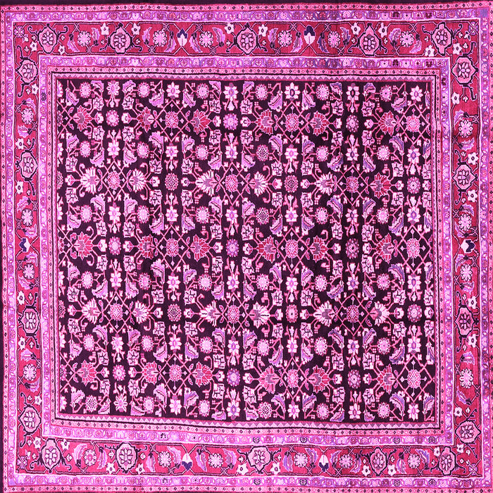 Square Machine Washable Persian Pink Traditional Rug, wshtr1286pnk