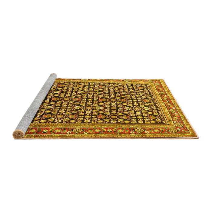 Sideview of Machine Washable Persian Yellow Traditional Rug, wshtr1286yw