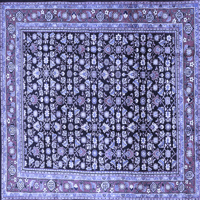 Square Machine Washable Persian Blue Traditional Rug, wshtr1286blu