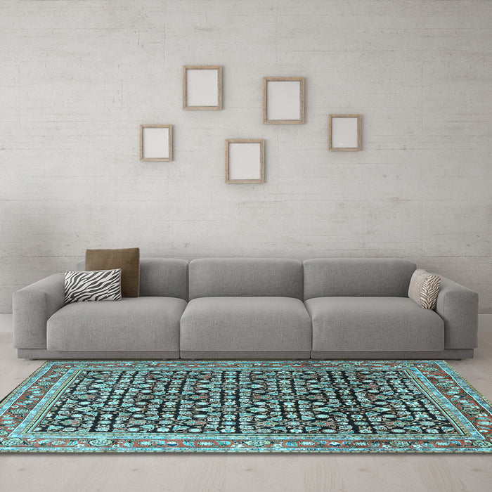 Machine Washable Persian Light Blue Traditional Rug in a Living Room, wshtr1286lblu