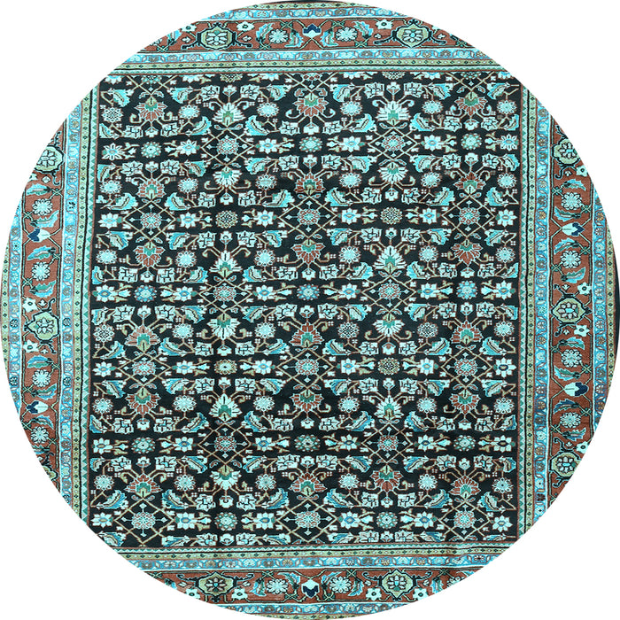 Round Machine Washable Persian Light Blue Traditional Rug, wshtr1286lblu