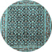 Round Machine Washable Persian Light Blue Traditional Rug, wshtr1286lblu