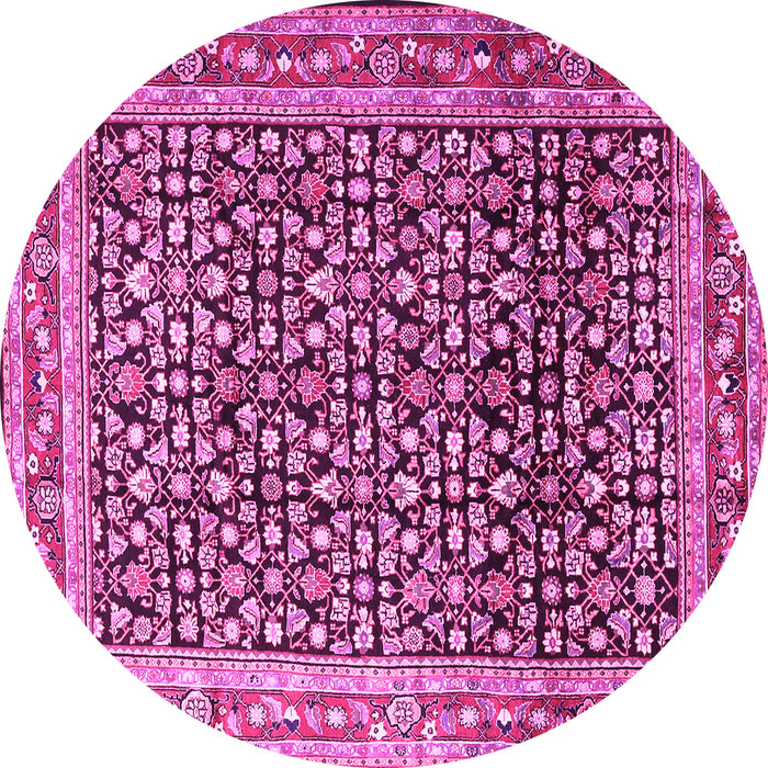 Round Machine Washable Persian Pink Traditional Rug, wshtr1286pnk