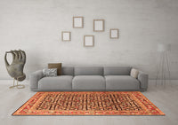 Machine Washable Persian Orange Traditional Rug, wshtr1286org