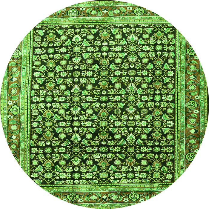 Square Persian Green Traditional Rug, tr1286grn