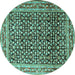 Round Persian Turquoise Traditional Rug, tr1286turq
