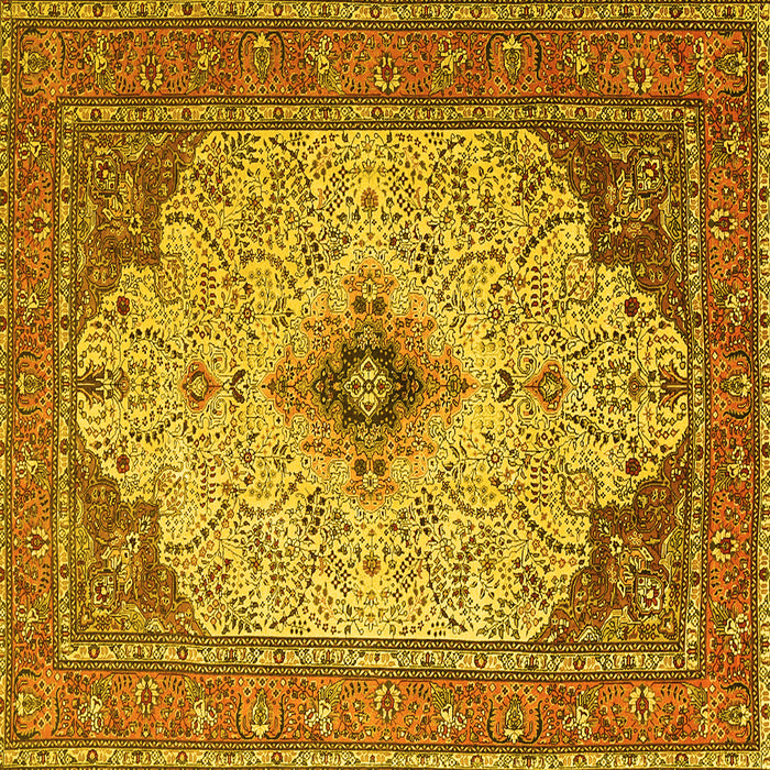 Square Machine Washable Persian Yellow Traditional Rug, wshtr1287yw
