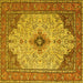 Square Machine Washable Persian Yellow Traditional Rug, wshtr1287yw